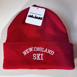 Manhattan Hat Co Red New England Ski Beanie Hat One Size Unisex Winter Knit Cap